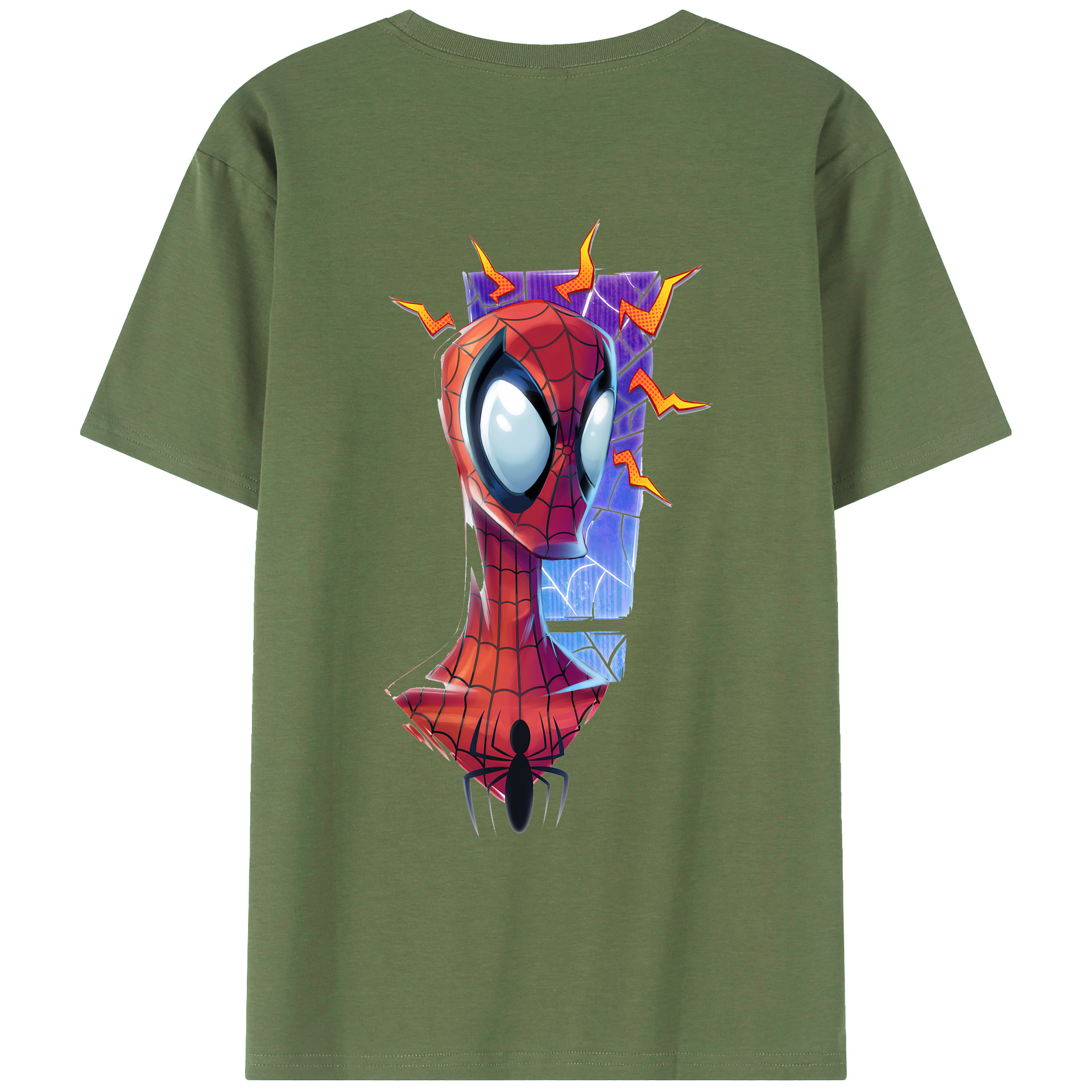 （画像用） Spider Man スパイダーマン 綿100％ メンズ半袖Tシャツ（バックプリント） 通気性